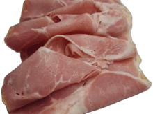 Gekookte ham van de Pata Negra, Iberico varken gesneden 150 gram, zeer smaakvol en ideaal voor op de pizza.